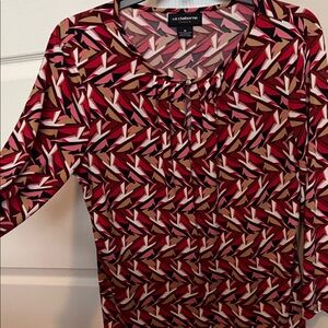 Liz Claiborne Women's Geometric Top - Red, Brown, and Pink